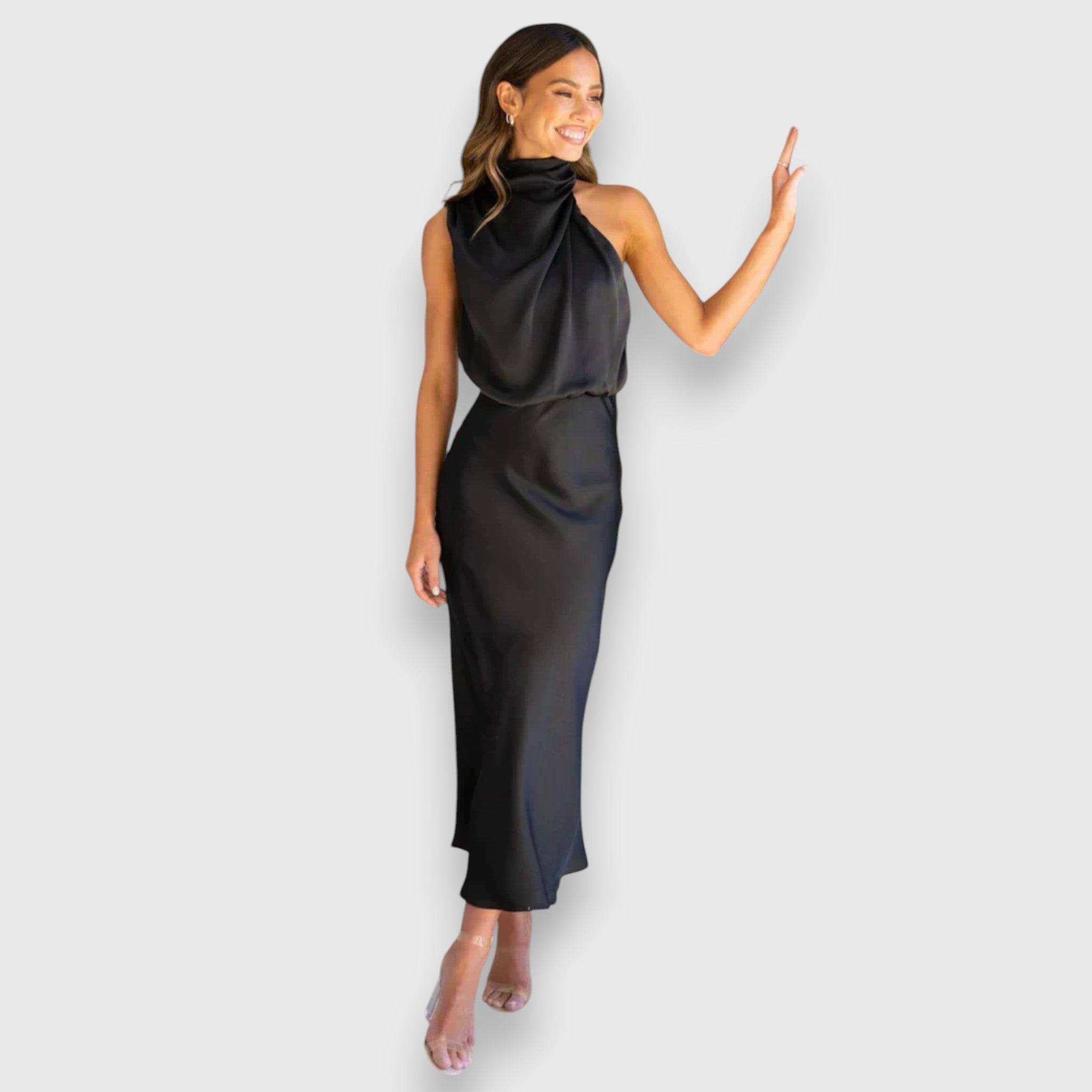 Brielle – Satin Halter Midi Dress